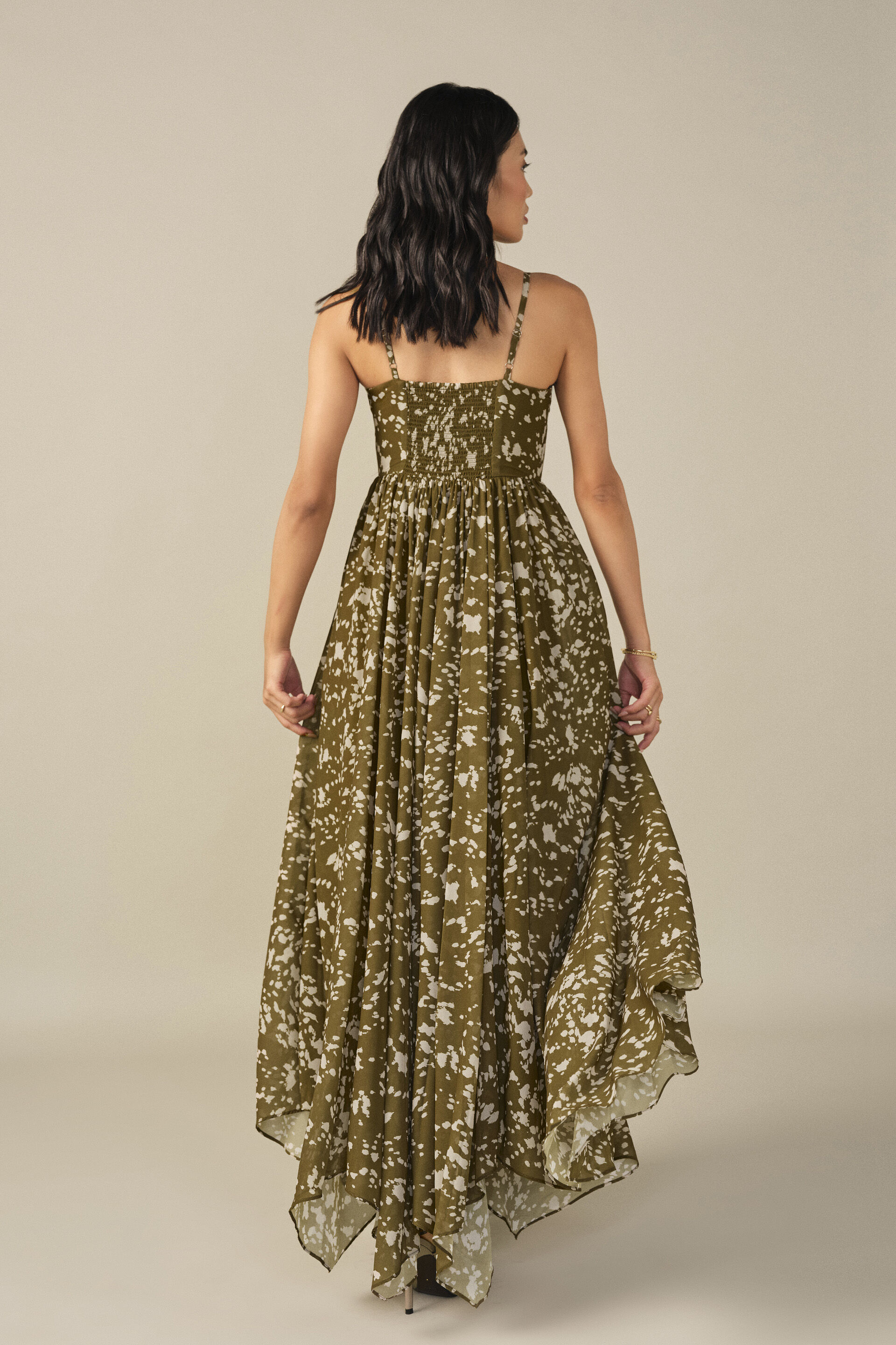 Printed Maxi Dress in Olive, Green, image 6